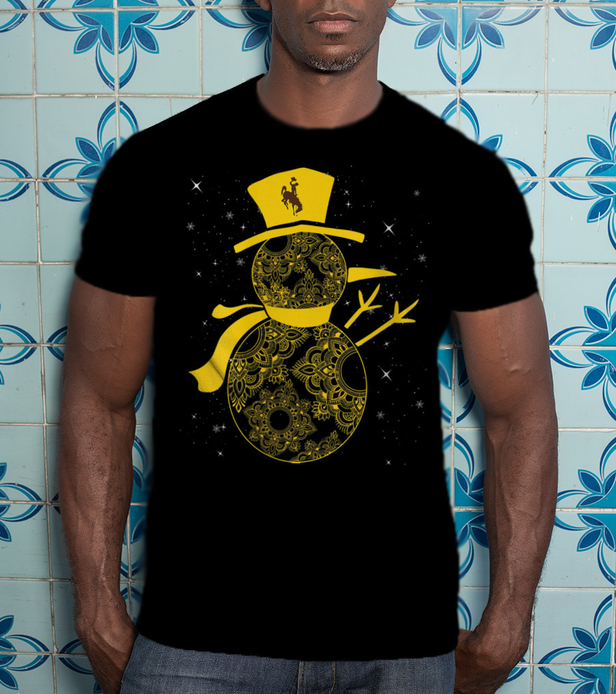 Wyoming Cowboys Mandala Snowman With Cowboy Hat T-Shirt