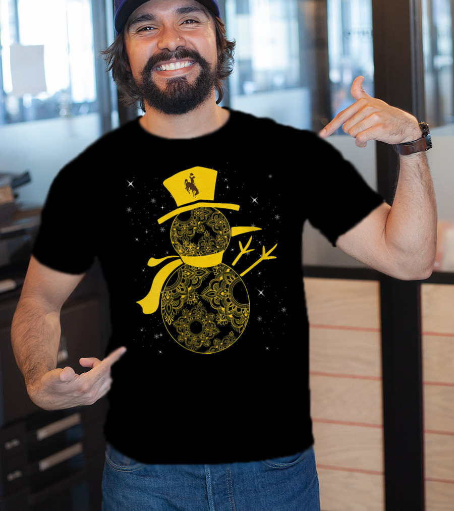 Wyoming Cowboys Mandala Snowman With Cowboy Hat T-Shirt