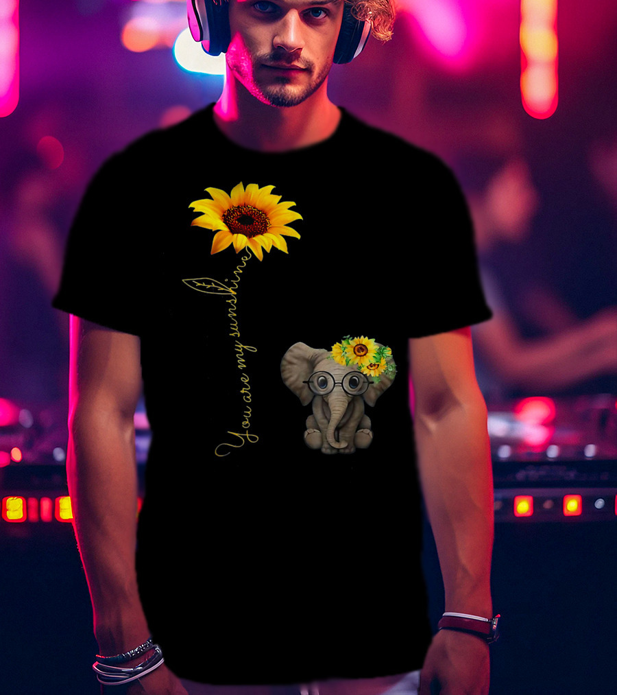 You Are My Sunshine Sunflower Elephant Hippie T-Shirt