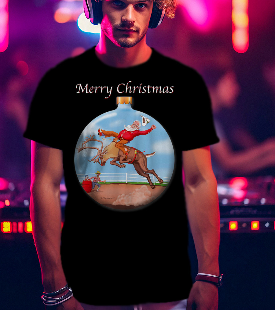 Merry Christmas Santa Claus Riding Rudolph T-Shirt