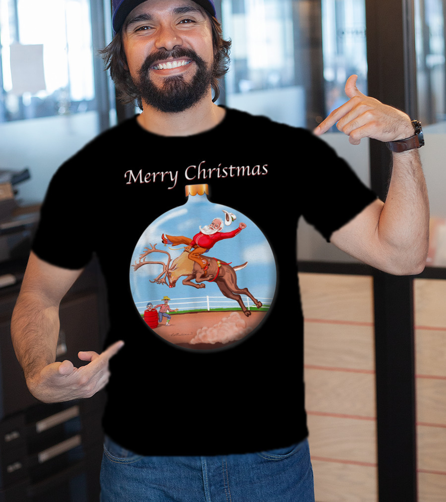 Merry Christmas Santa Claus Riding Rudolph T-Shirt