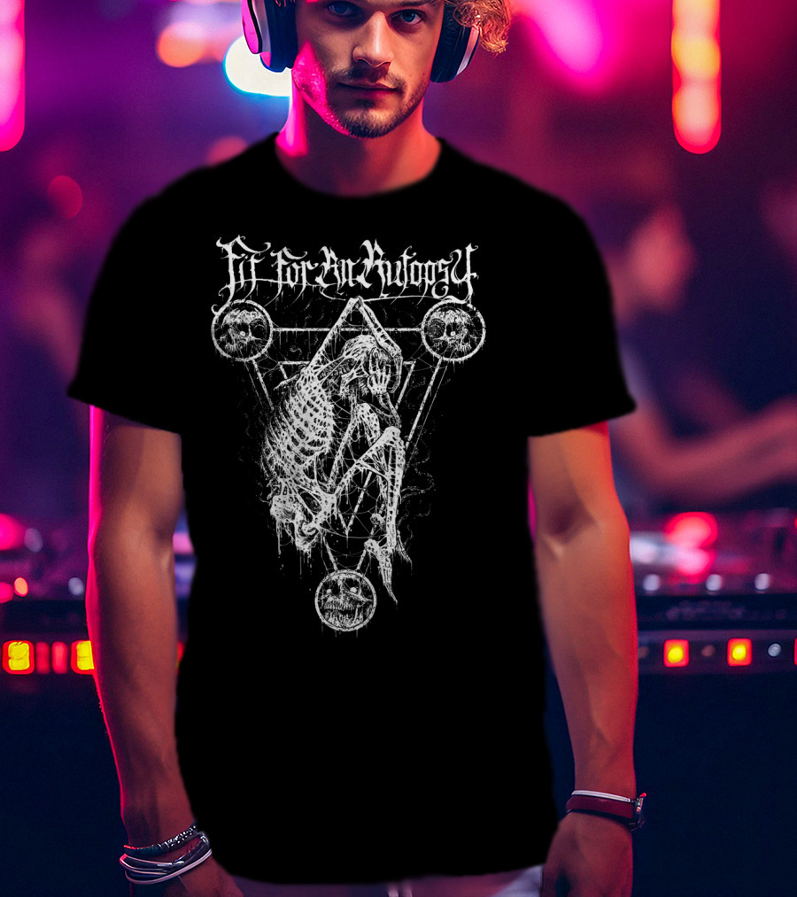 Fitforanautopsy Skeleton With Triangular Geometric Skull T-Shirt