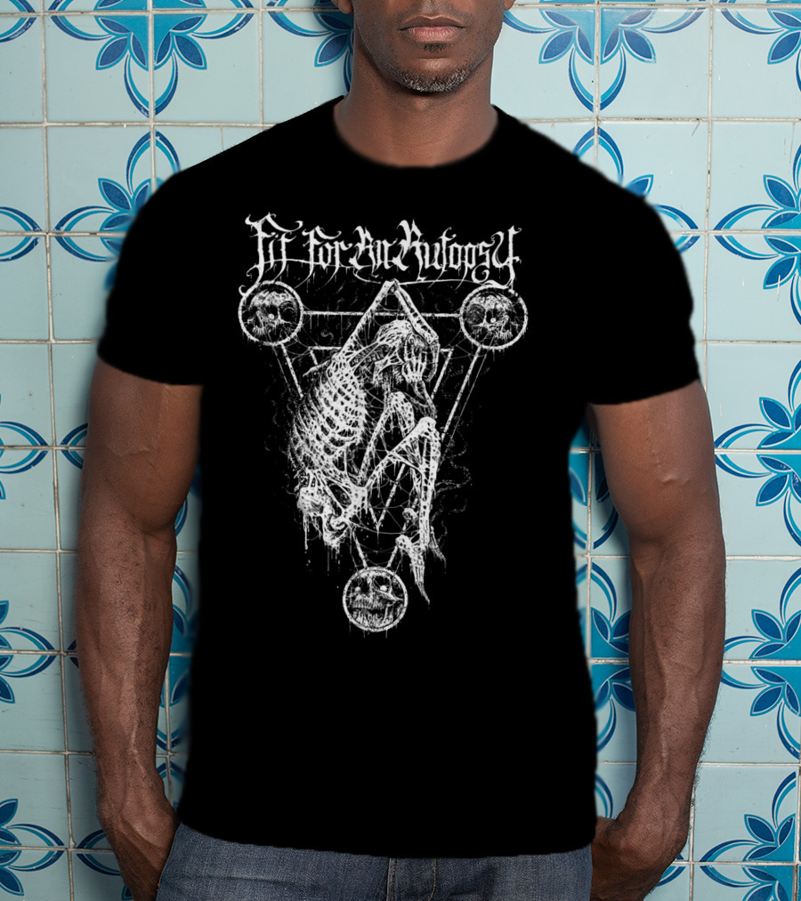 Fitforanautopsy Skeleton With Triangular Geometric Skull T-Shirt