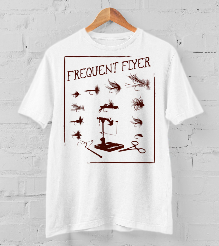 Frequent Flyer Fly Fishing Tying Gear And Flies Sketch T-Shirt