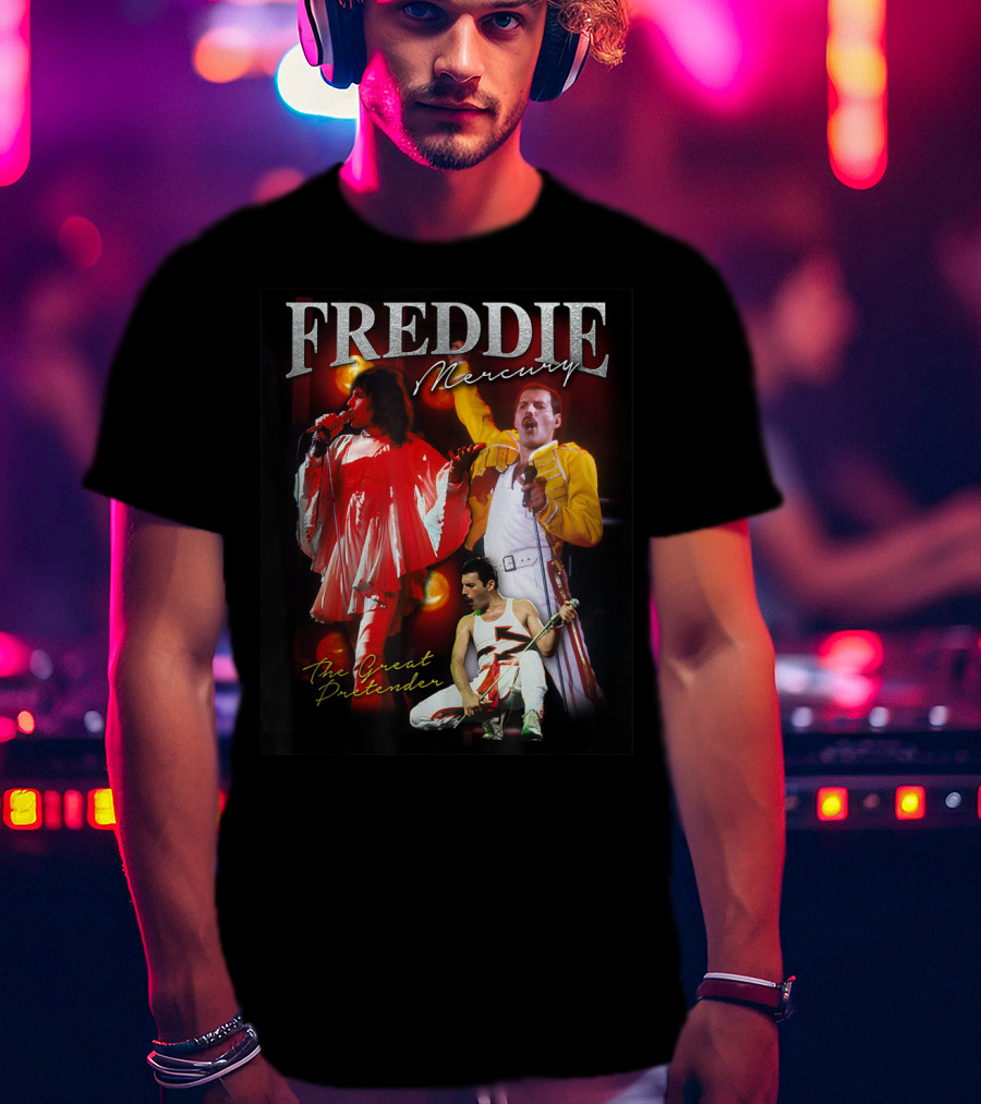 Freddie Mercury The Great Pretender Concert Image Montage T-Shirt