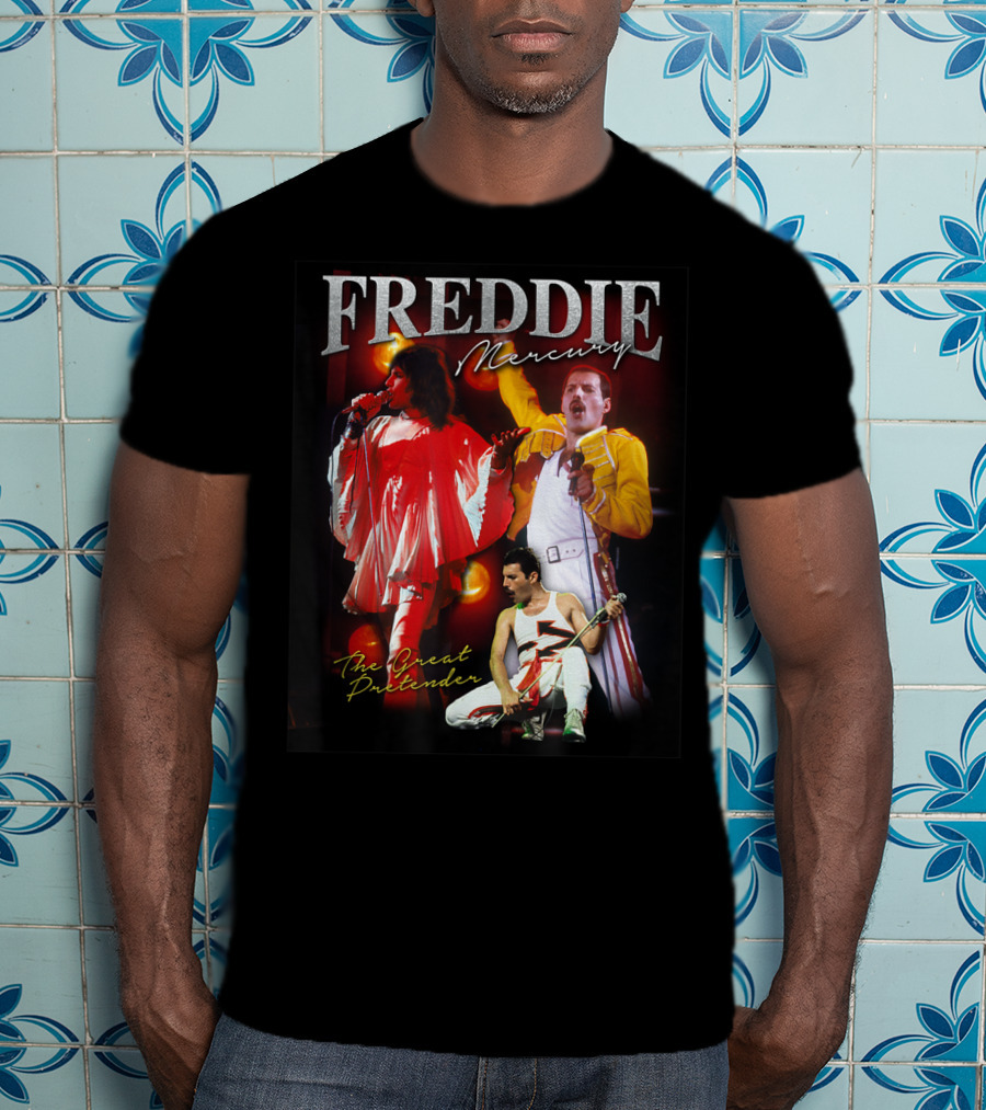 Freddie Mercury The Great Pretender Concert Image Montage T-Shirt