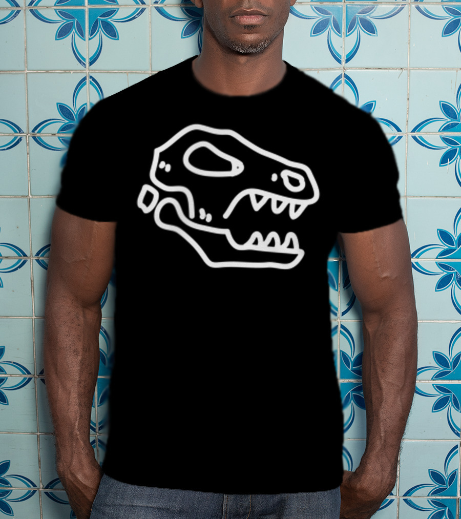 Trex Skull Fossil Kids Dinosaur Badge T-Shirt