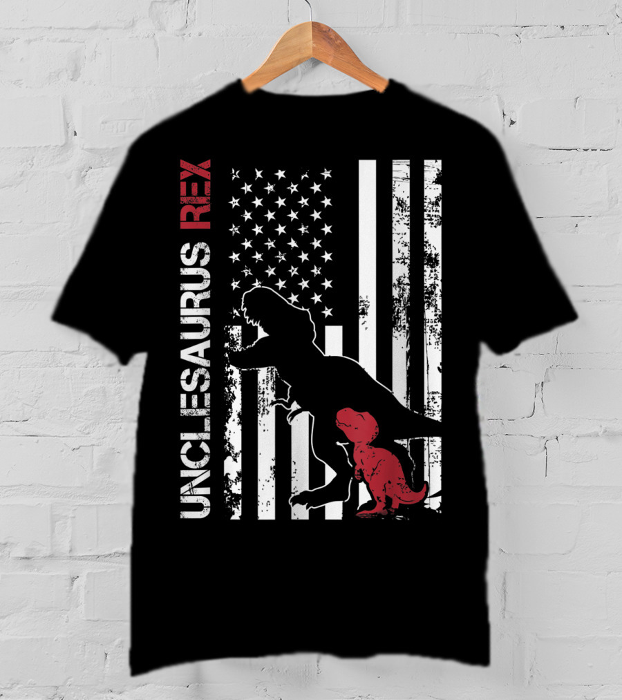 Unclesaurus Rex Dinosaur USA Flag Family T-Shirt