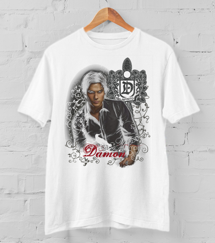 Damon The Vampire Diaries Text T-Shirt