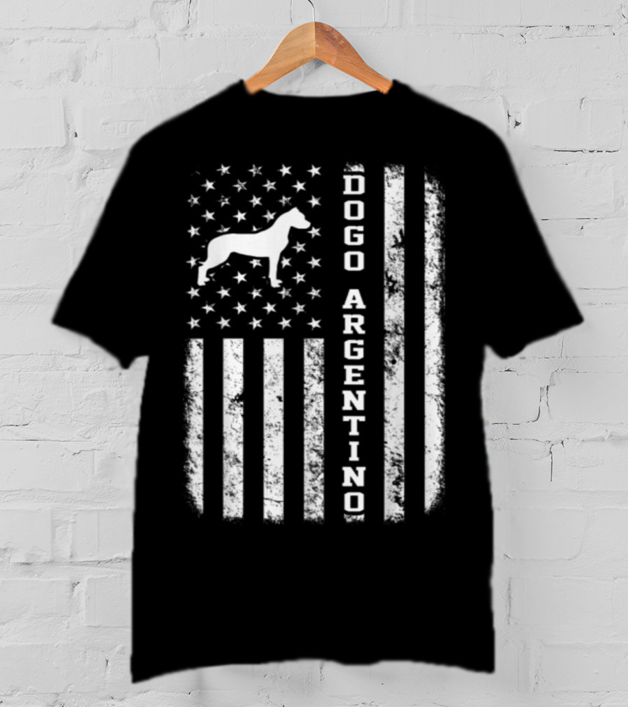 Vintage American Flag Dogo Argentino Dog T-Shirt