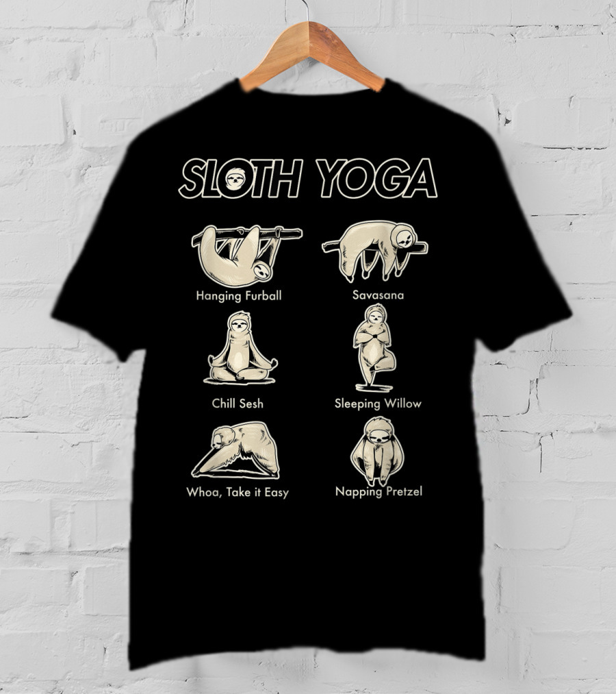 Vintage Funny Cute Sloth Yoga Lover Hanging Furball Savasana Chill Sesh Sleeping Willow Napping Pretzel T-Shirt