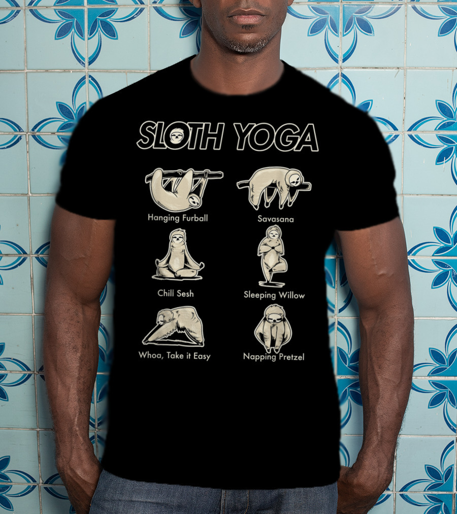 Vintage Funny Cute Sloth Yoga Lover Hanging Furball Savasana Chill Sesh Sleeping Willow Napping Pretzel T-Shirt