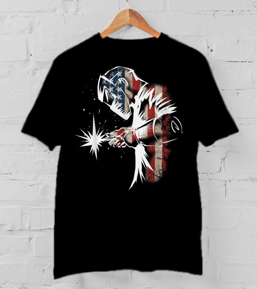 Welder American Flag USA Patriotic Welding Helmet T-Shirt