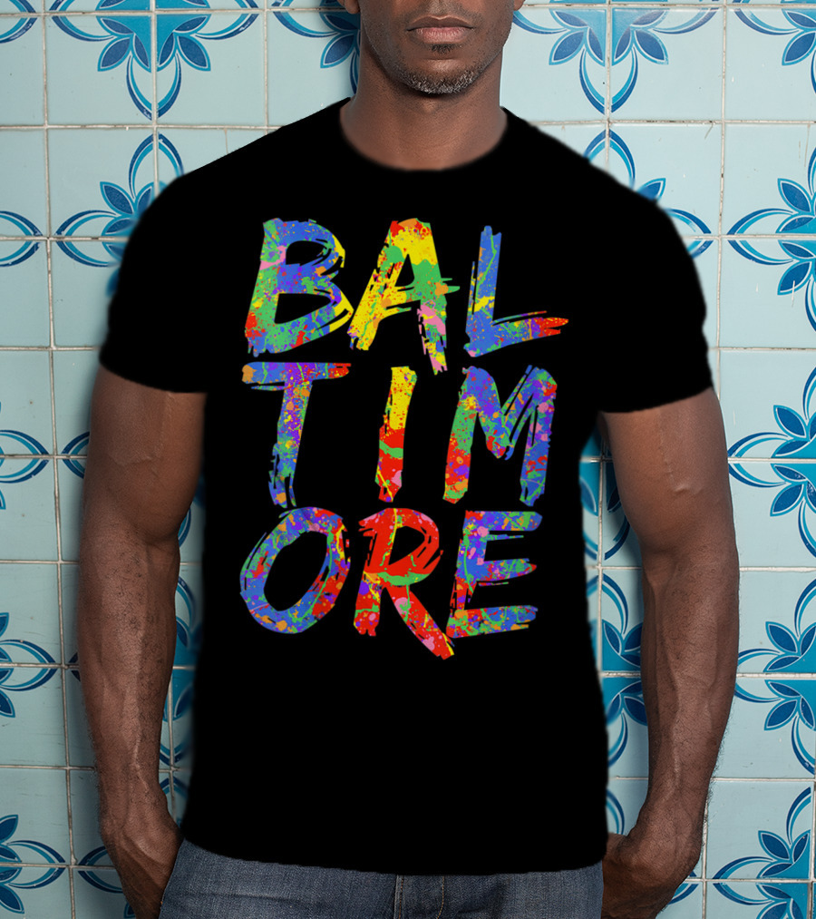 Baltimore Colorful Rainbow Paint Splash Effect T-Shirt