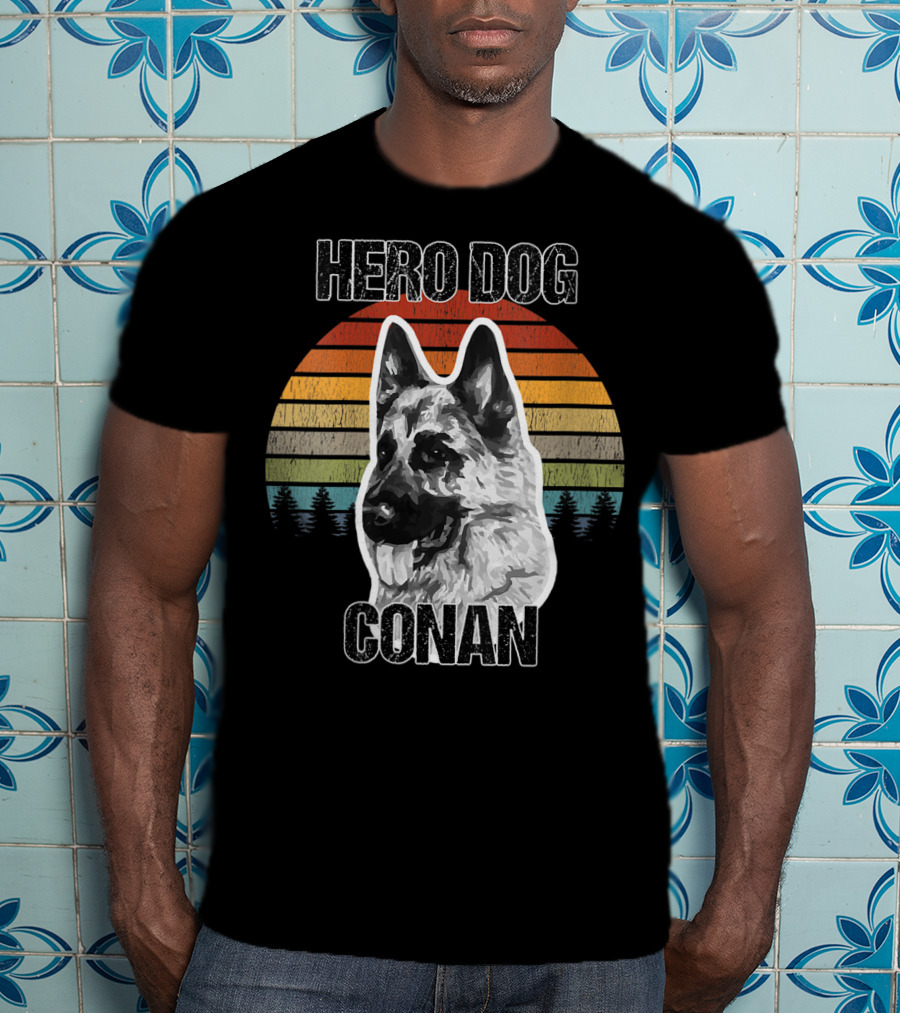 Hero Dog Conan Vintage Style Sunset Stripes T-Shirt