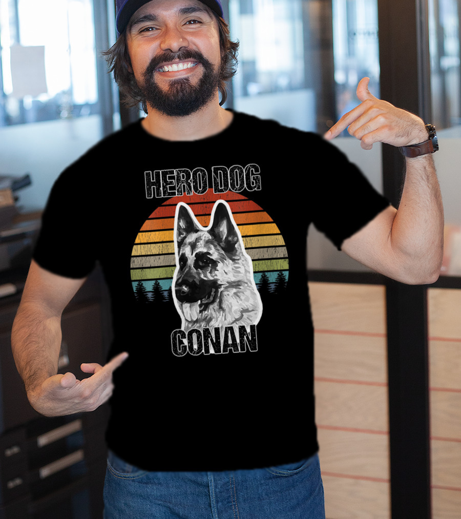 Hero Dog Conan Vintage Style Sunset Stripes T-Shirt