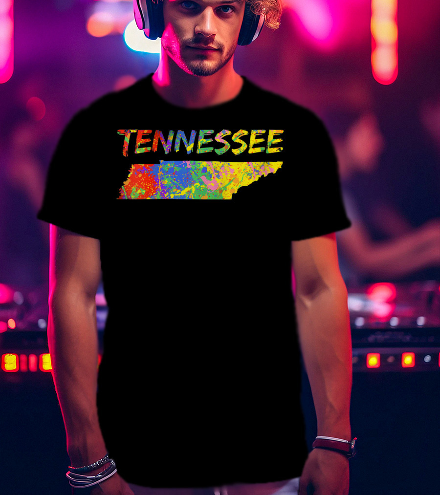 Tennessee Colorful State Outline Brush Stroke T-Shirt