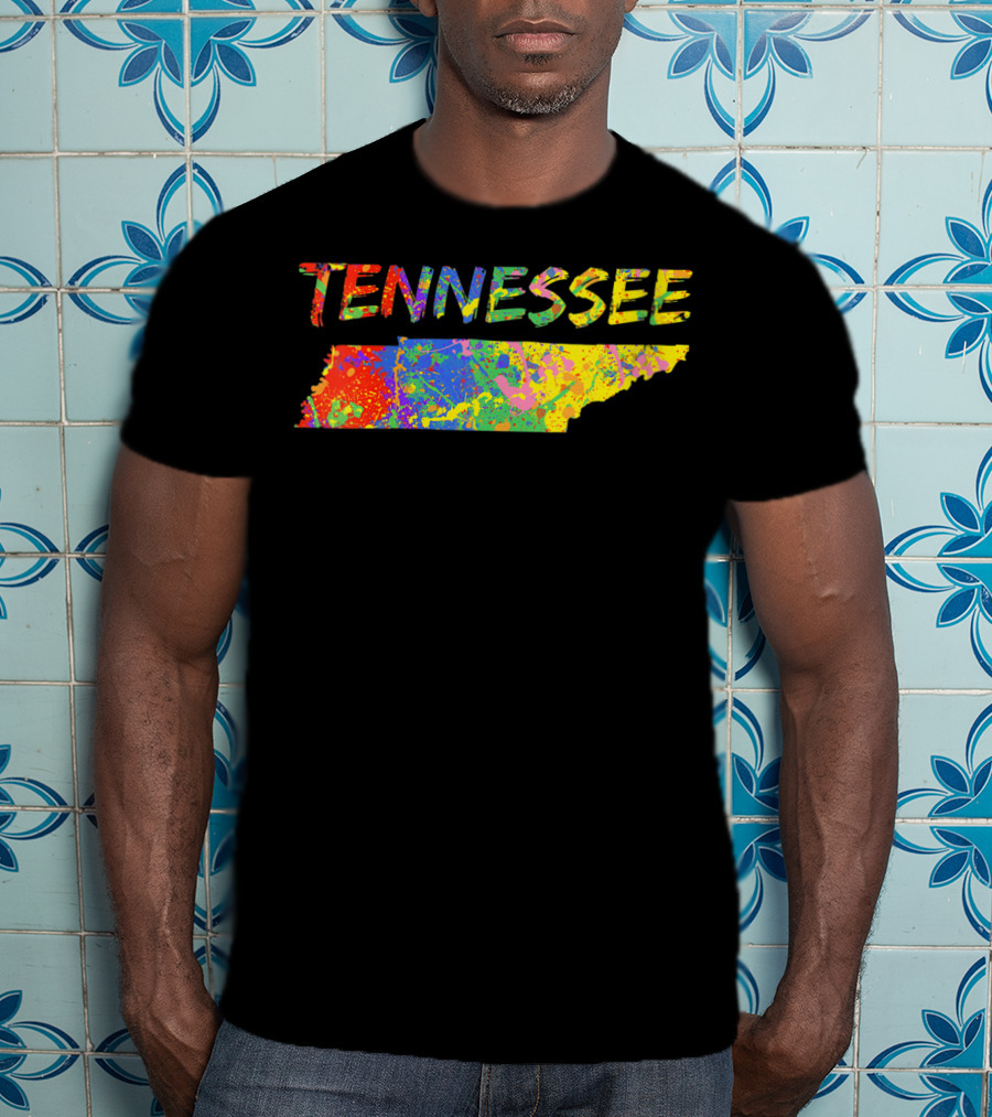 Tennessee Colorful State Outline Brush Stroke T-Shirt