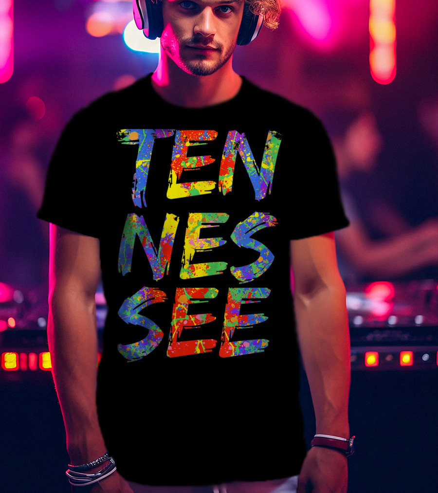 Tennessee Colorful Rainbow Splatter Tn T-Shirt