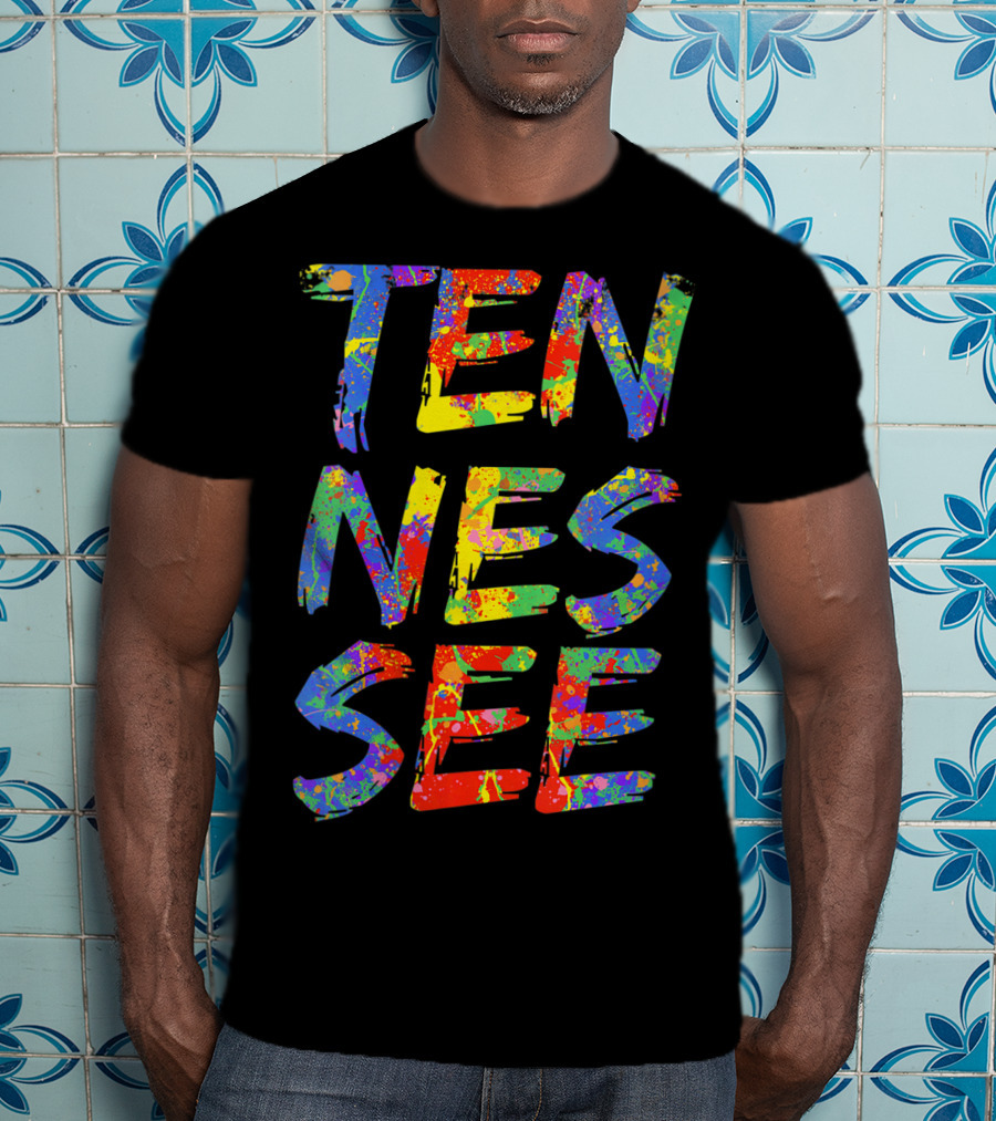 Tennessee Colorful Rainbow Splatter Tn T-Shirt
