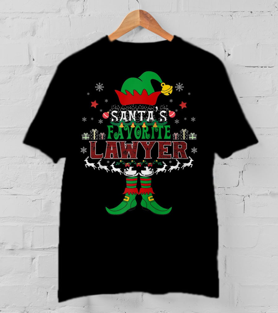 Santa's Favorite Lawyer Festive Elf Reindeer Snowflakes T-Shirt