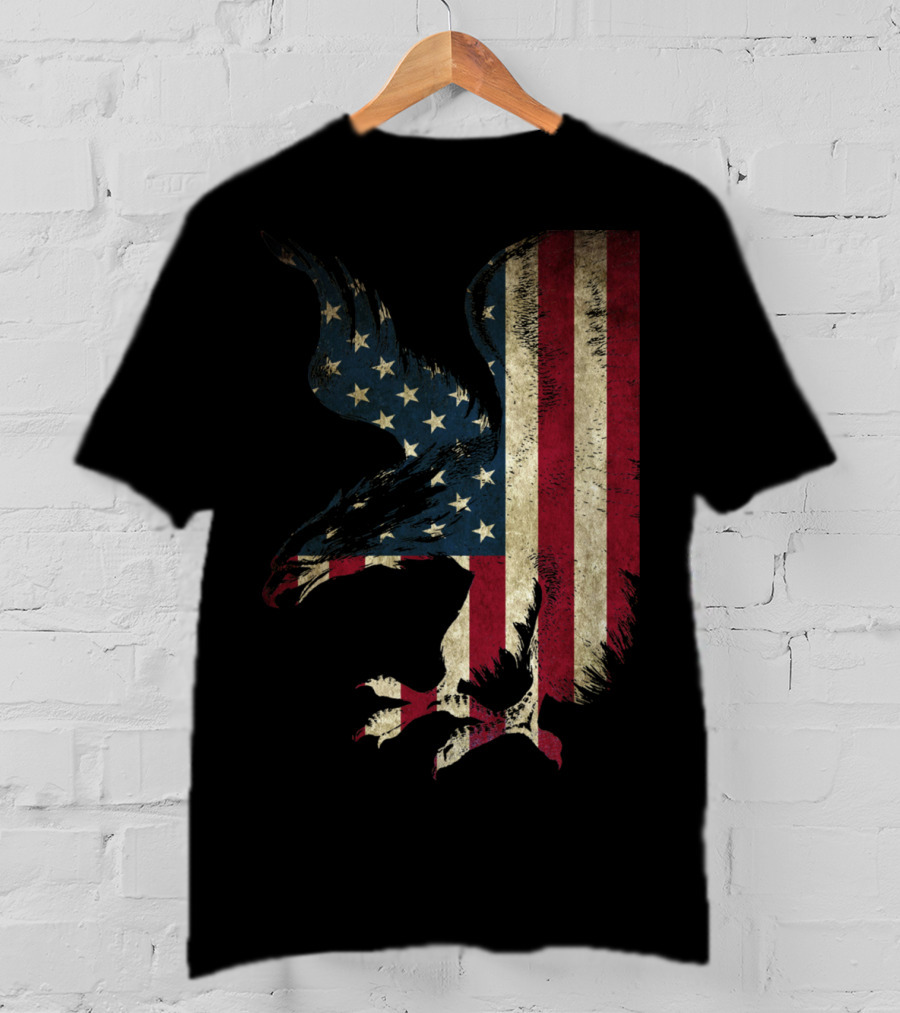 American Patriot Freedom Bald Eagle USA Flag T-Shirt