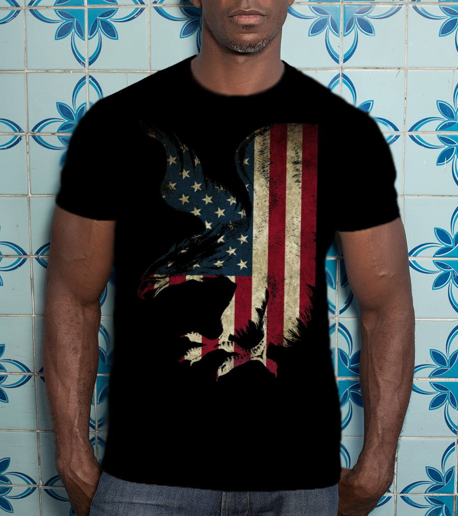 American Patriot Freedom Bald Eagle USA Flag T-Shirt