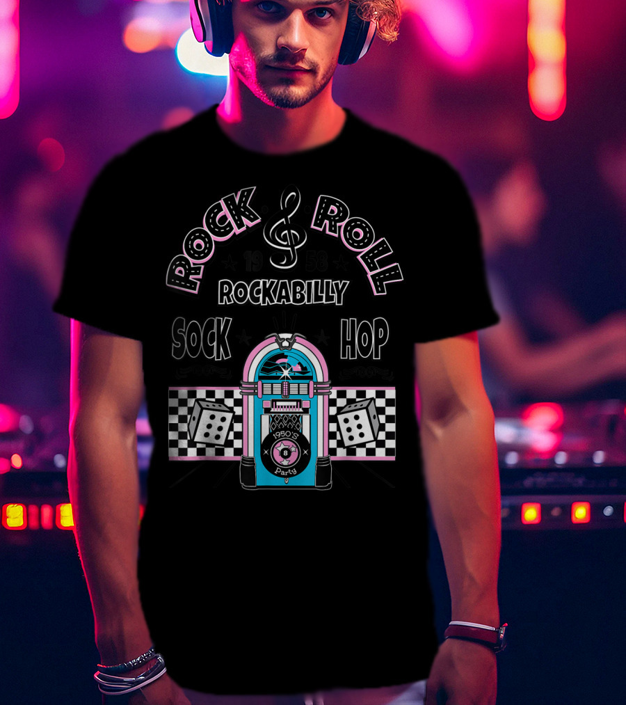 Rock And Roll Rockabilly 1958 Sock Hop Party Jukebox T-Shirt