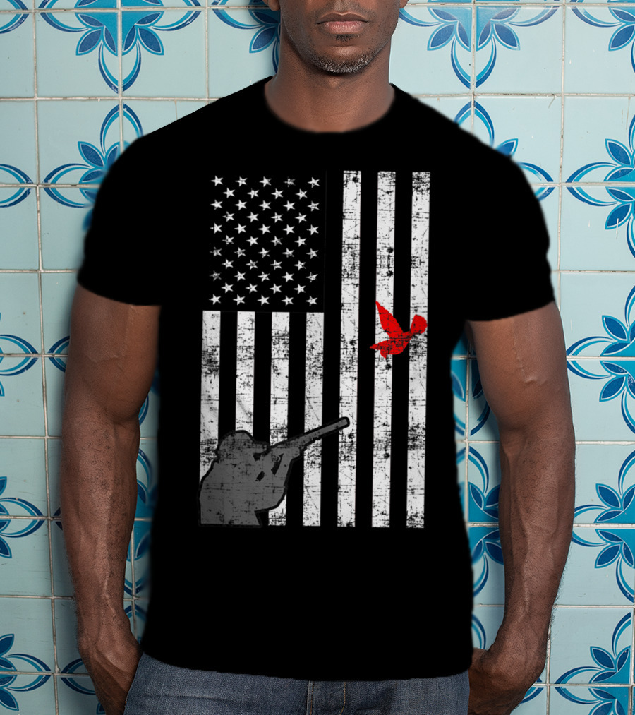 American Flag Bird Hunter Trapping USA Loyal Hunter T-Shirt