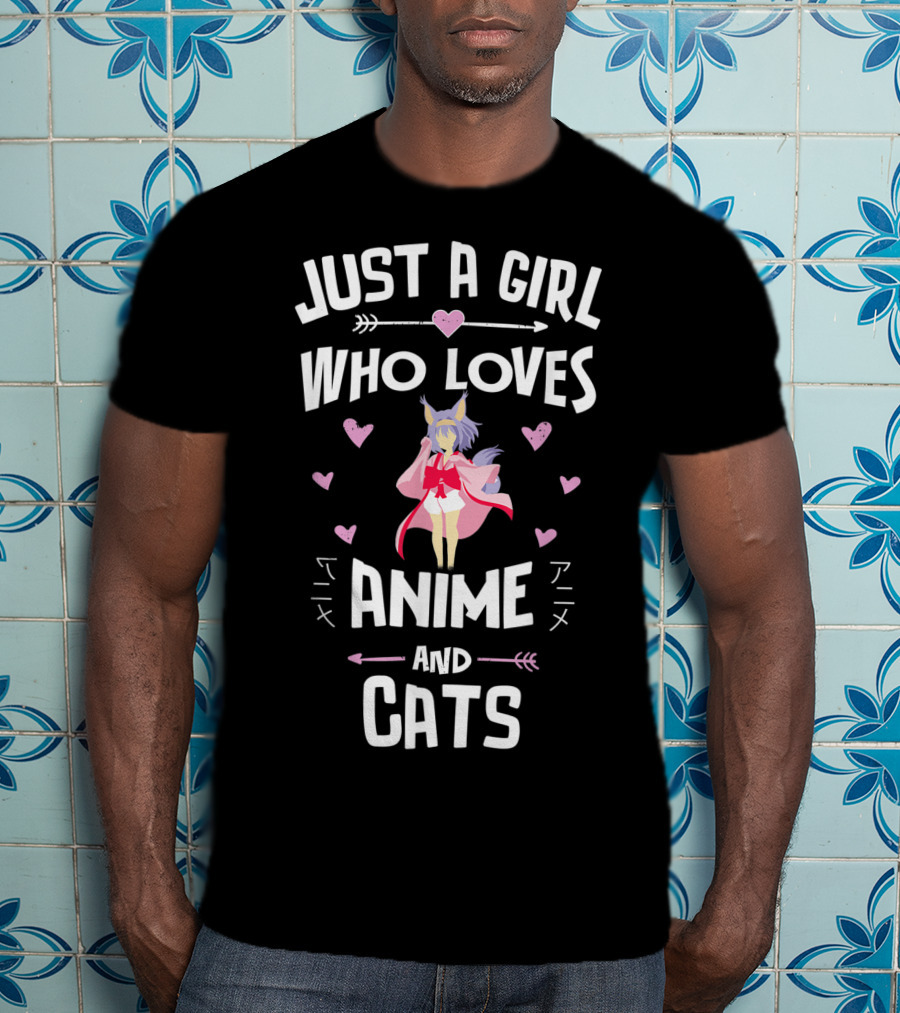 Just A Girl Who Loves Anime And Cats T-Shirt