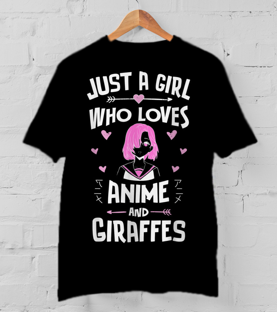 Just A Girl Who Loves Anime And Giraffes Anime Lover T-Shirt