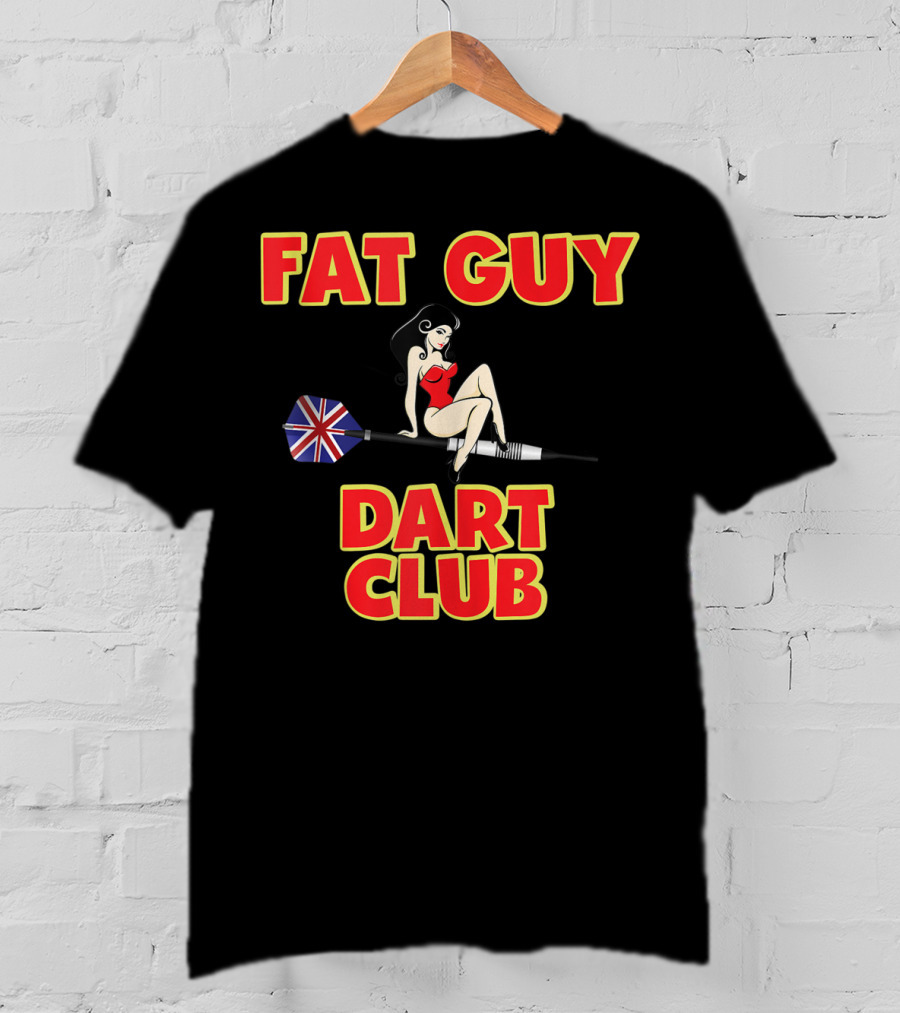 Fat Guy Dart Club Funny Darts Bar Games UK Union Jack T-Shirt