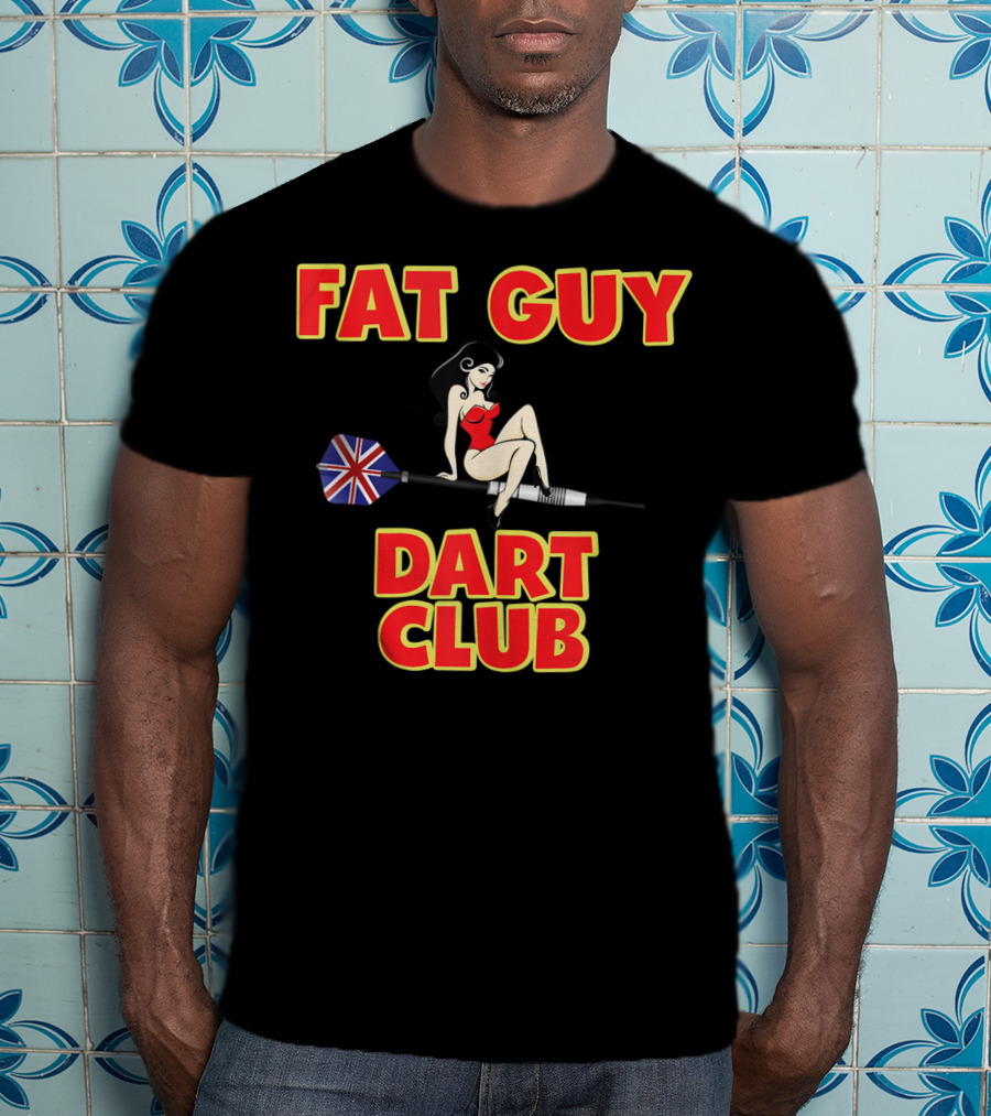 Fat Guy Dart Club Funny Darts Bar Games UK Union Jack T-Shirt