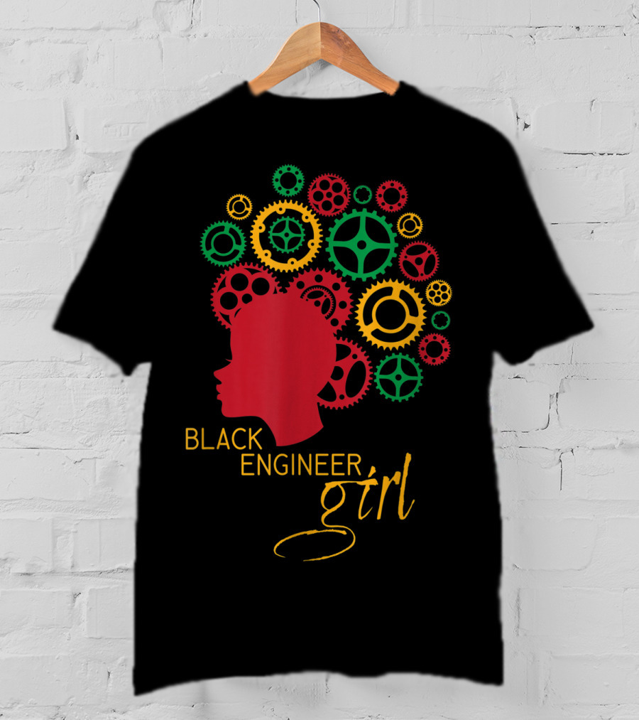 Black Engineer Girl Afro Gears T-Shirt
