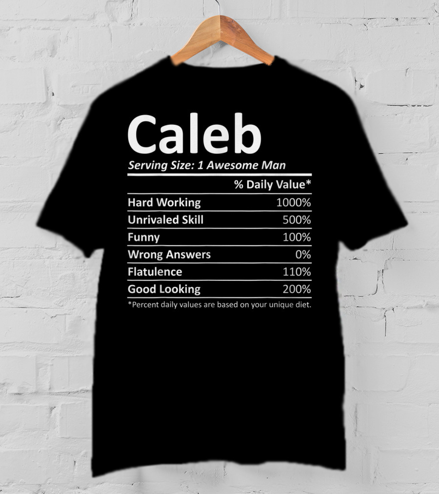 Caleb Nutrition Facts Serving Size: 1 Awesome Man T-Shirt