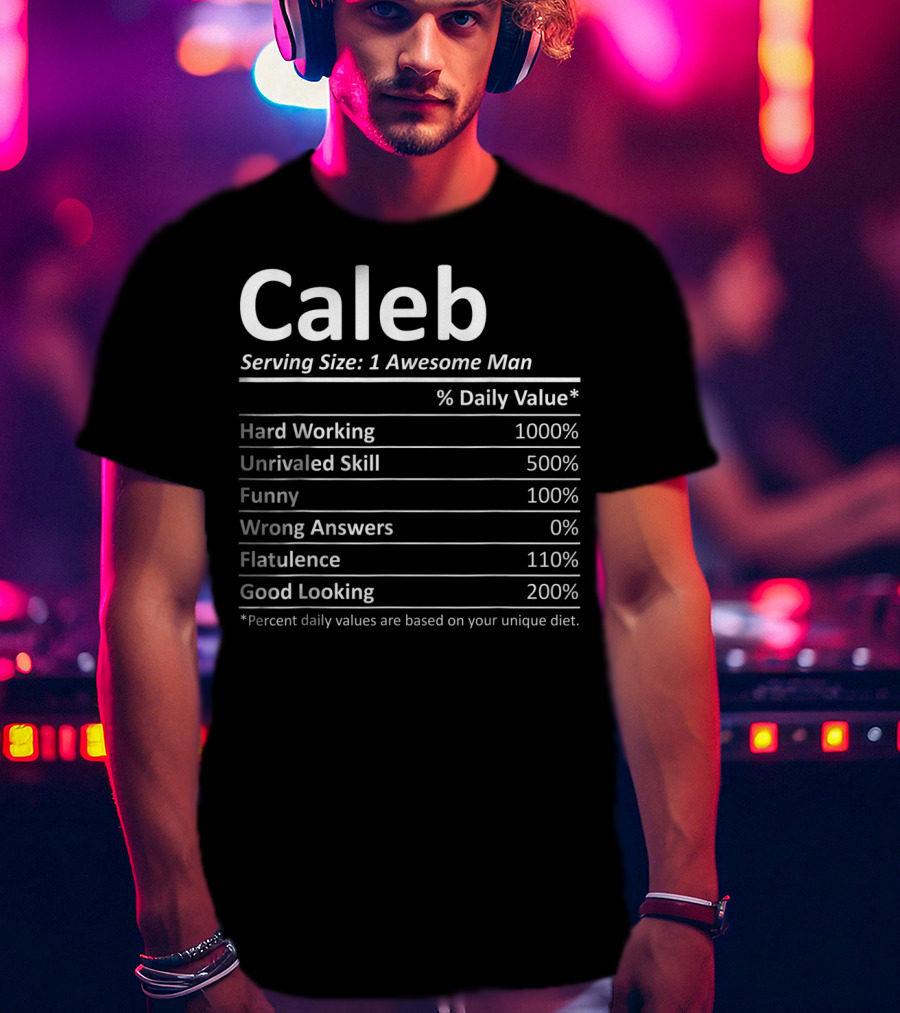 Caleb Nutrition Facts Serving Size: 1 Awesome Man T-Shirt