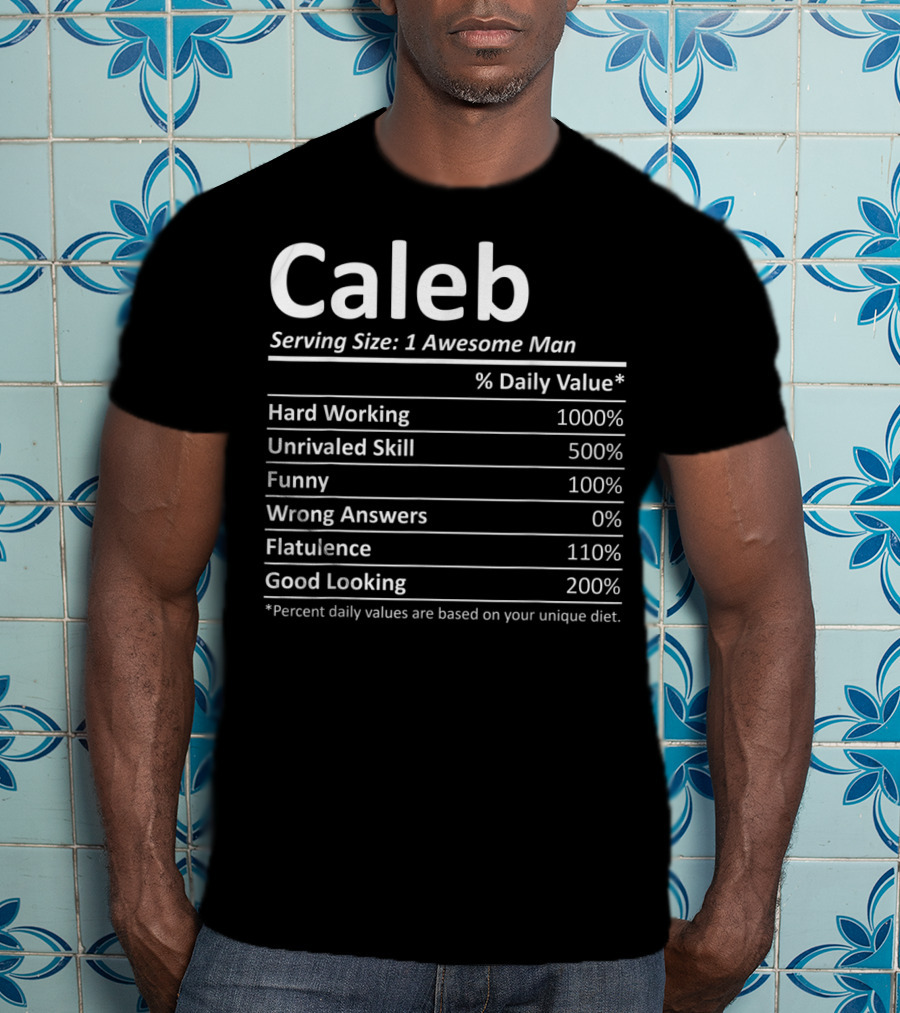 Caleb Nutrition Facts Serving Size: 1 Awesome Man T-Shirt