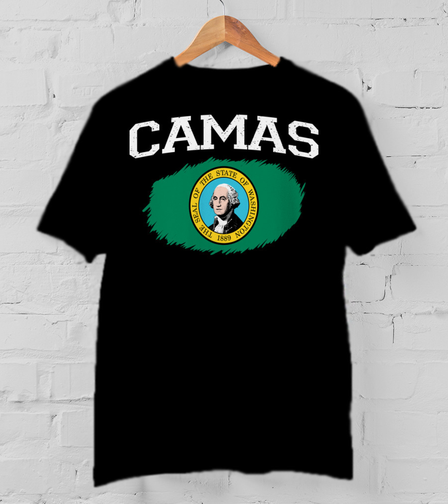 Camas Washington State Flag Vintage Style Athletic USA T-Shirt
