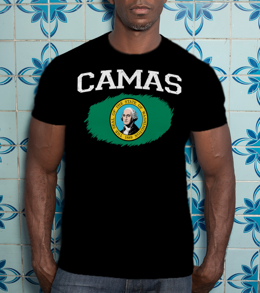 Camas Washington State Flag Vintage Style Athletic USA T-Shirt