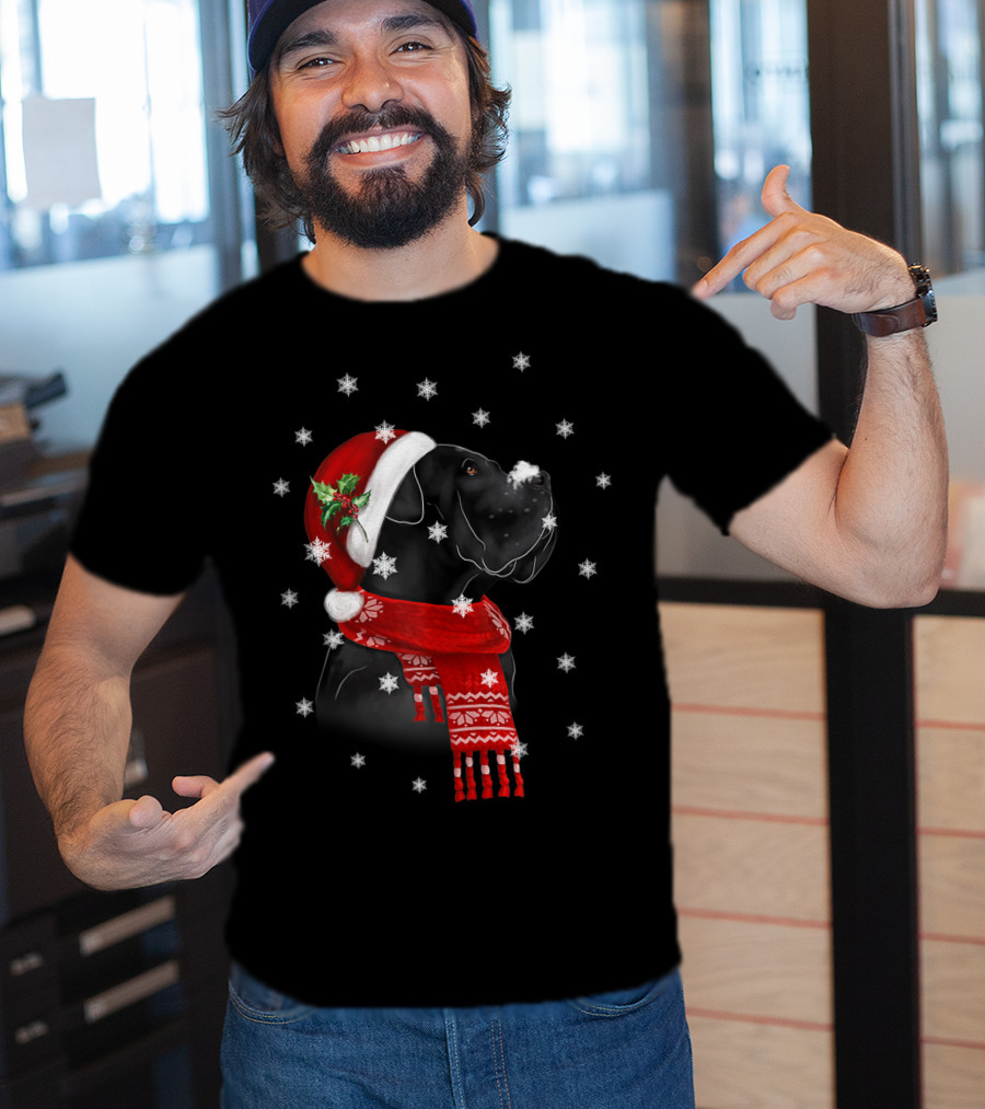 Cane Corso Christmas Tree Xmas For Cane Corso With Santa Hat And Snowflakes T-Shirt