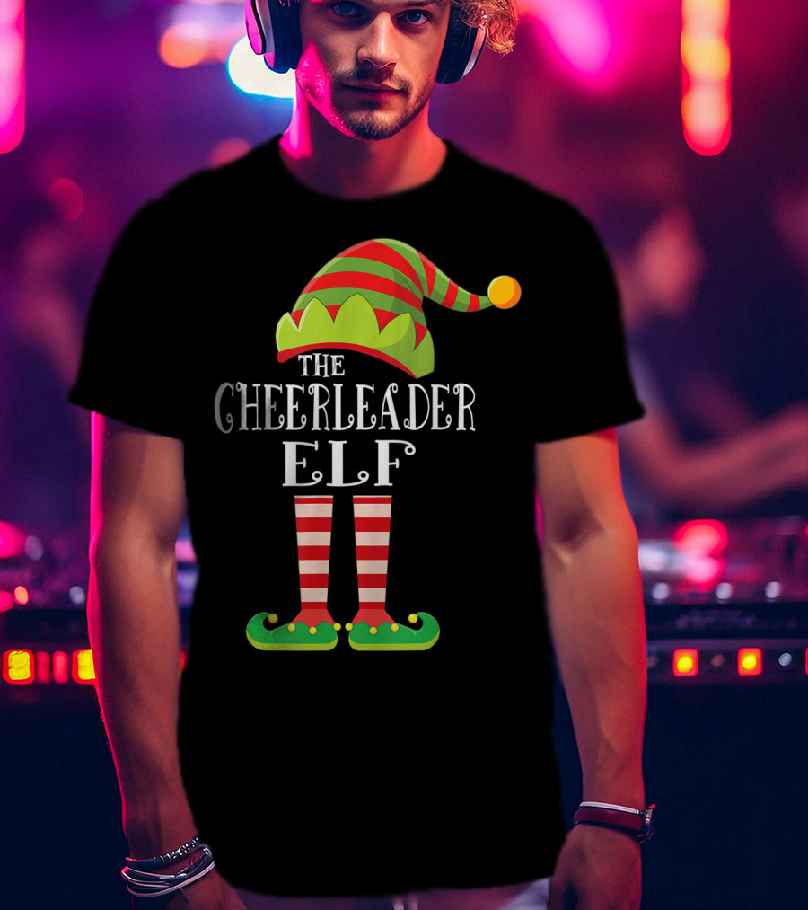 The Cheerleader Elf Matching Family Group Festive Holiday T-Shirt