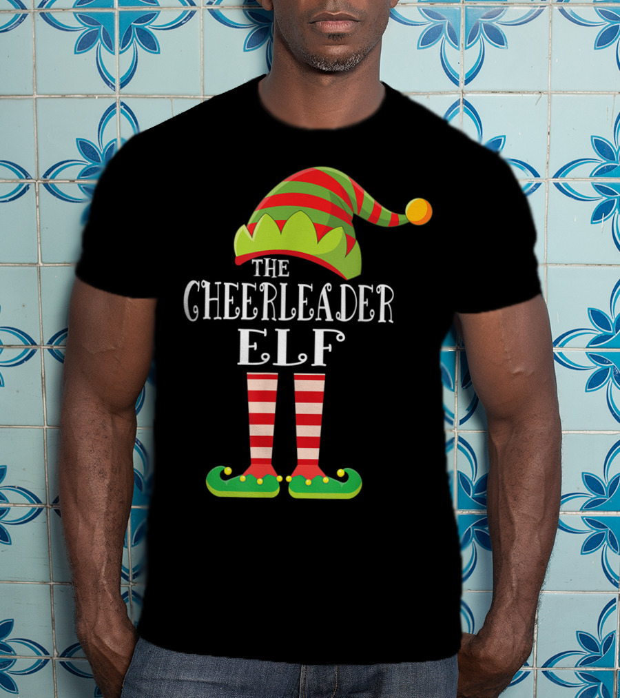 The Cheerleader Elf Matching Family Group Festive Holiday T-Shirt