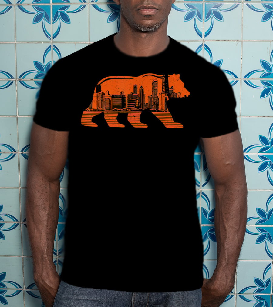 Chicago Football Bear Skyline Orange T-Shirt