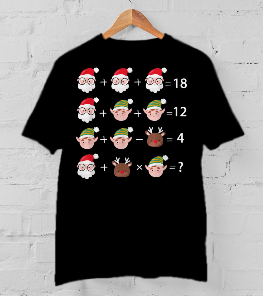 Christmas Math Quiz Santa Claus Elf Reindeer Equation T-Shirt
