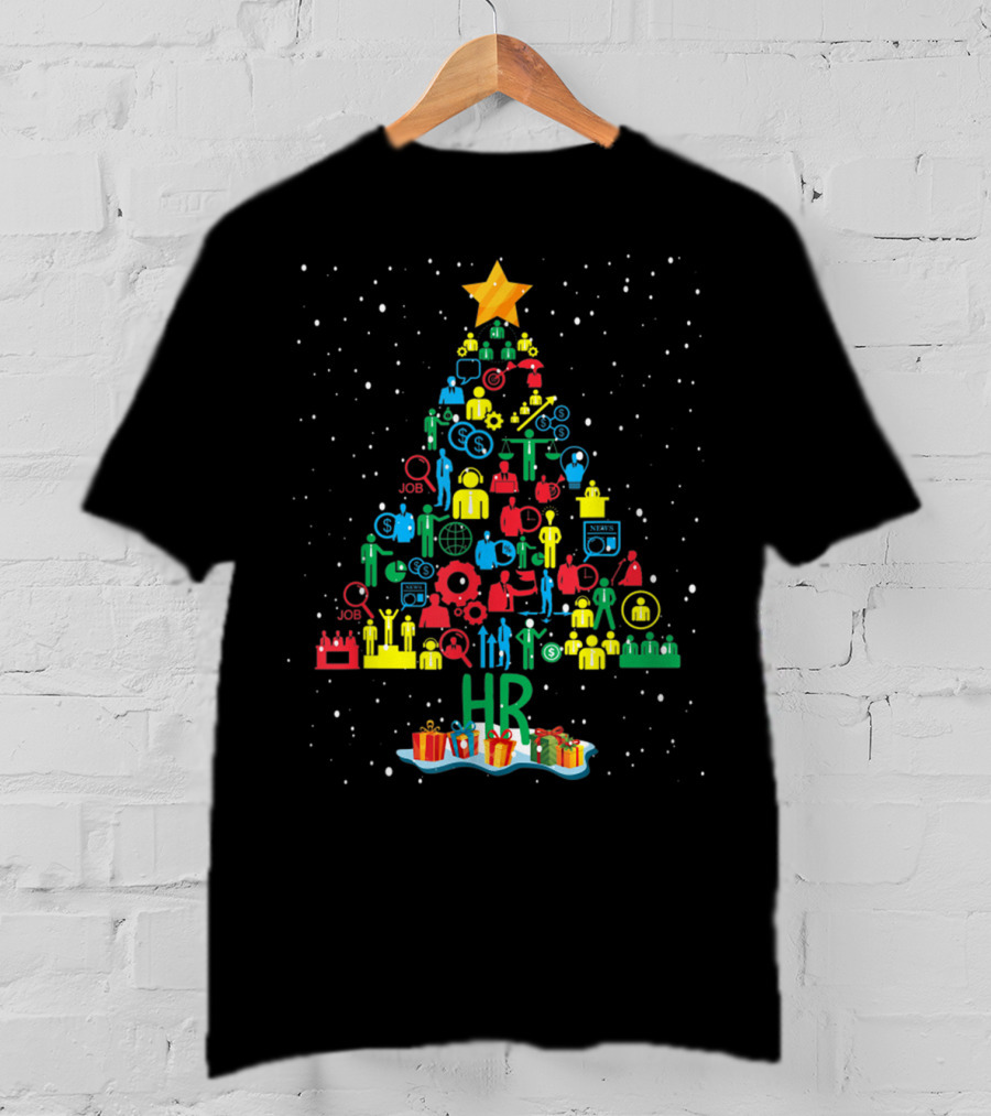 HR Christmas Tree With Job And People Icons T-Shirt