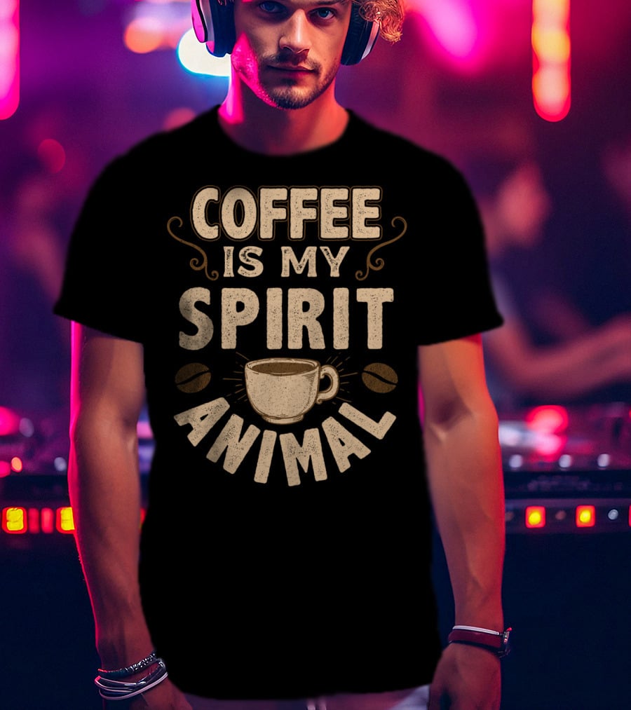 Coffee Is My Spirit Animal Coffee Cup Caffeine T-Shirt