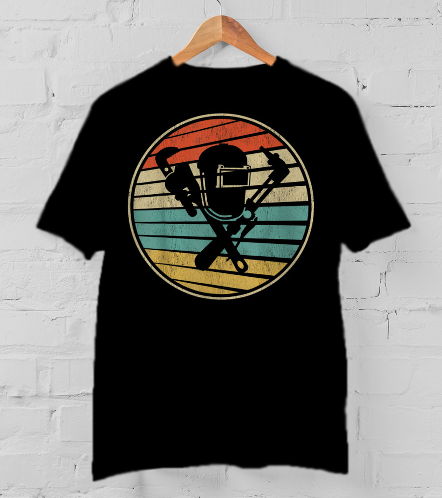 Cool Vintage Welding Helmet Wrench Torch Retro 70S 80S T-Shirt