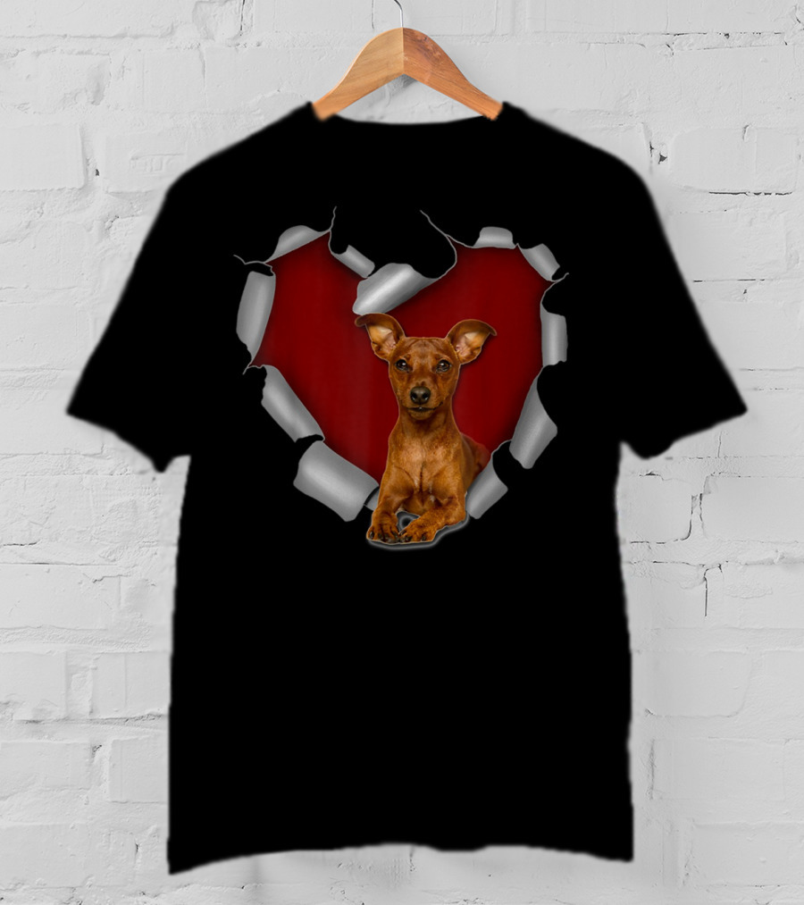 Cute Miniature Pinscher Torn Heart T-Shirt