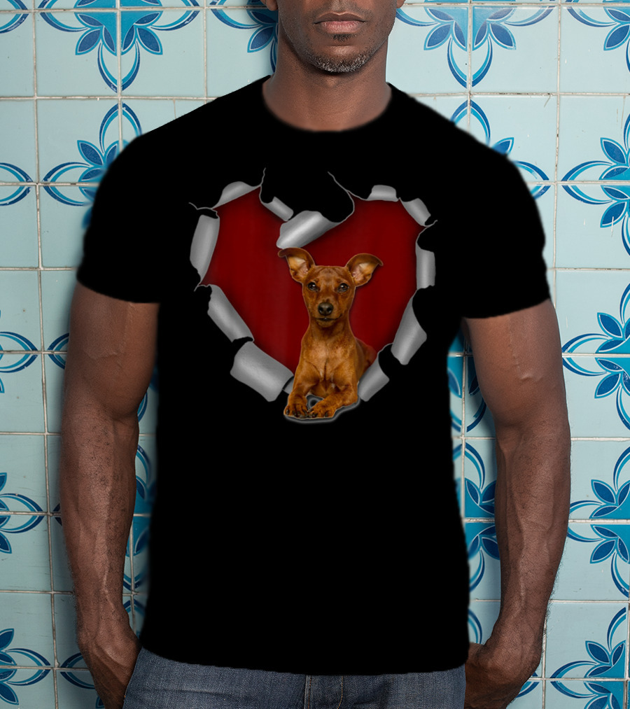 Cute Miniature Pinscher Torn Heart T-Shirt