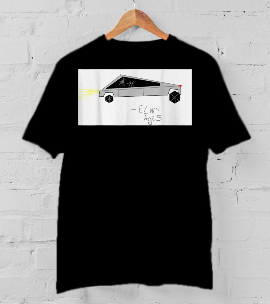 Cyber Futuristic Truck Drawing By Elon Age 5 Child Auto T-Shirt